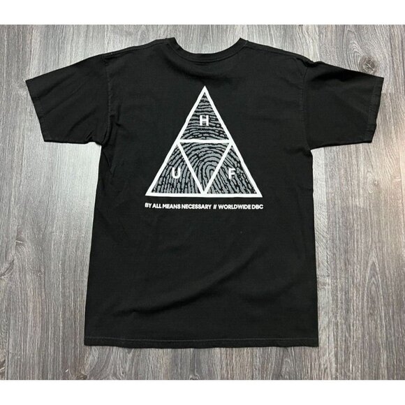 Huff Mens T Shirt Size Large Black White By All Means Necessary Worldwide DBC - Picture 1 of 10